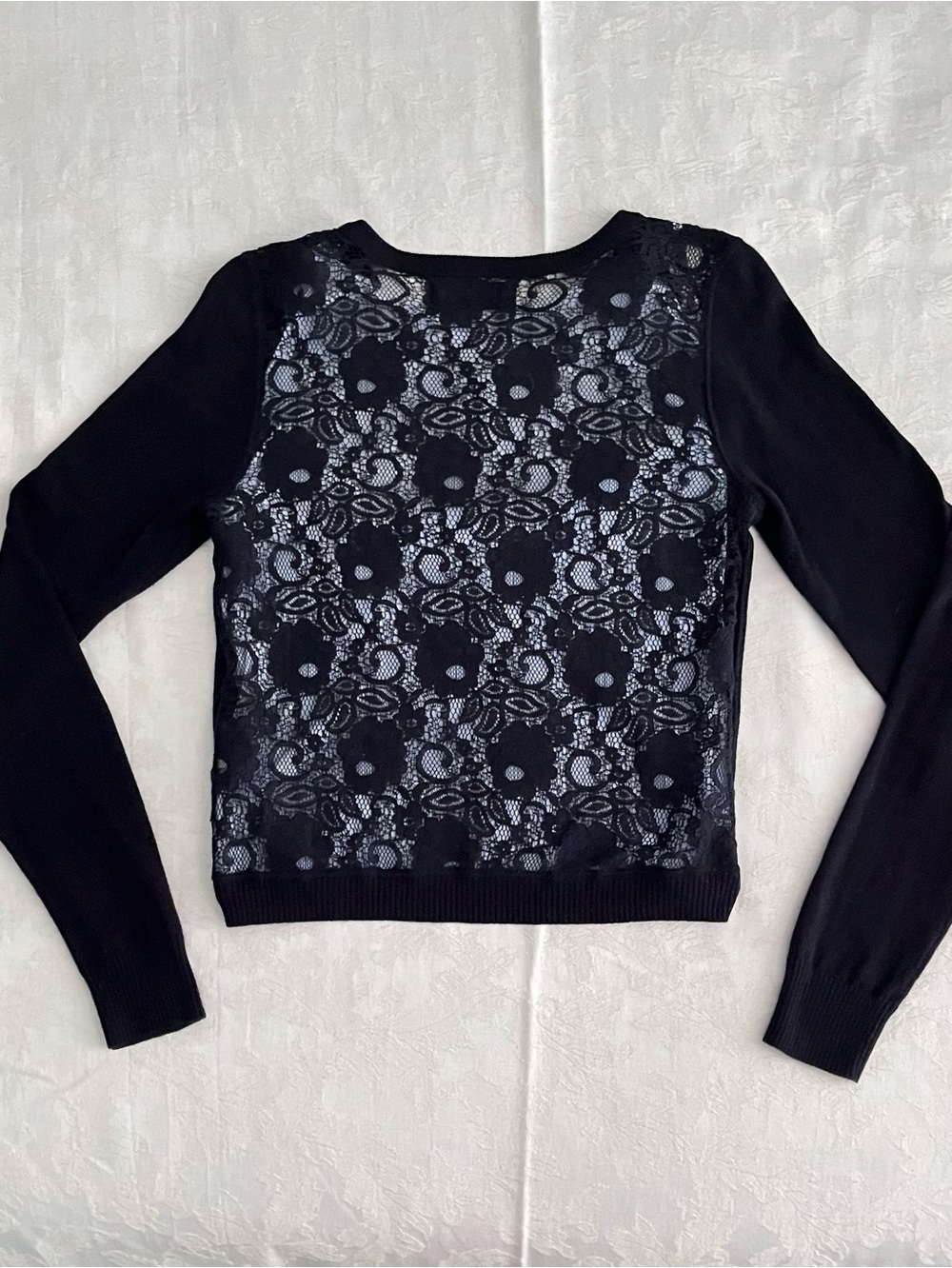 Vintage Deadstock Navy Hollister cardigan with full lace back - best fits Small